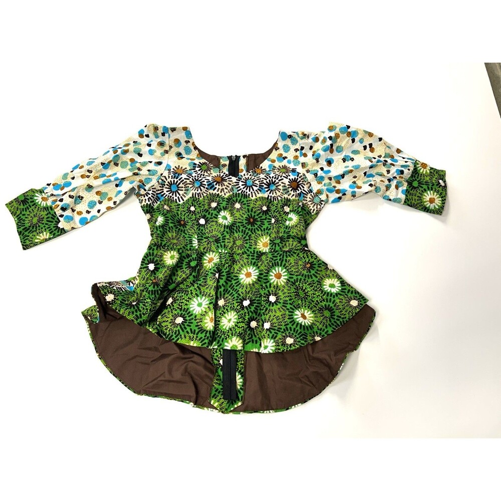 Girls African VERITABLE Wax Cotton Print Shirt No Size See Measurements